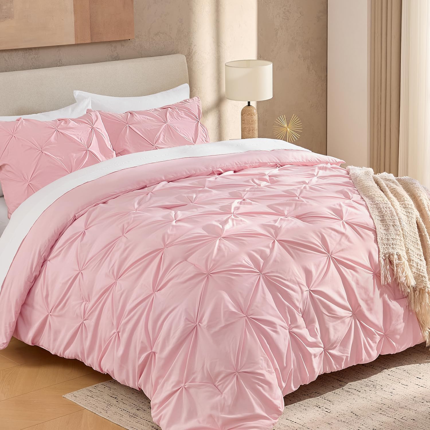 Cute Soft Pinch Pleat Comforters Bedding Set