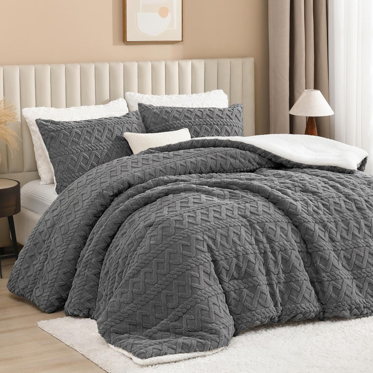 Fleece Sherpa Jacquard Comforter Set