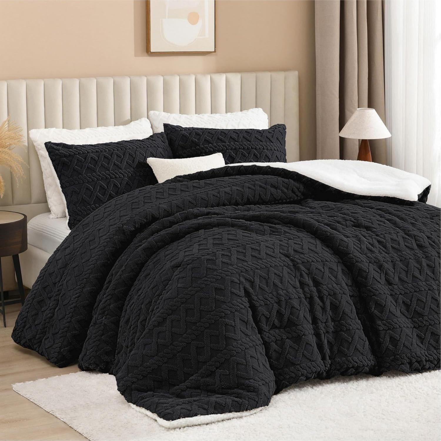 Fleece Sherpa Jacquard Comforter Set